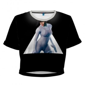Женская футболка 3D укороченная с принтом Ghost In The Shell 14 в Кировске, 100% полиэстер | круглая горловина, длина футболки до линии талии, рукава с отворотами | Тематика изображения на принте: 