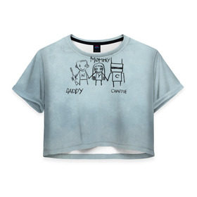 Женская футболка 3D укороченная с принтом Чаппи в Кировске, 100% полиэстер | круглая горловина, длина футболки до линии талии, рукава с отворотами | antwoord | chappie | die | ninja | yolandi | йоланди | ниндзя | робот