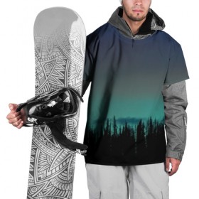 Накидка на куртку 3D с принтом Ночной лес в Кировске, 100% полиэстер |  | Тематика изображения на принте: небо | ночь | пейзаж