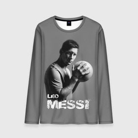 Мужской лонгслив 3D с принтом Leo Messi в Кировске, 100% полиэстер | длинные рукава, круглый вырез горловины, полуприлегающий силуэт | Тематика изображения на принте: barcelona | spanish | аргентина | барселона | испания | лео | месси | мяч | футбол | футболист