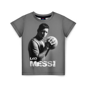 Детская футболка 3D с принтом Leo Messi в Кировске, 100% гипоаллергенный полиэфир | прямой крой, круглый вырез горловины, длина до линии бедер, чуть спущенное плечо, ткань немного тянется | barcelona | spanish | аргентина | барселона | испания | лео | месси | мяч | футбол | футболист