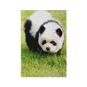 Обложка для паспорта матовая кожа с принтом Пес панда в Кировске, натуральная матовая кожа | размер 19,3 х 13,7 см; прозрачные пластиковые крепления | 