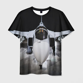 Мужская футболка 3D с принтом Истребитель в Кировске, 100% полиэфир | прямой крой, круглый вырез горловины, длина до линии бедер | самолет
