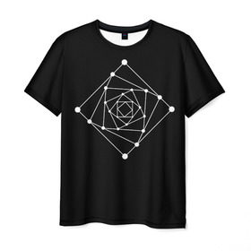 Мужская футболка 3D с принтом Темная рекурсия в Кировске, 100% полиэфир | прямой крой, круглый вырез горловины, длина до линии бедер | Тематика изображения на принте: абстракция | геометрия | квадраты | круги | рекурсия