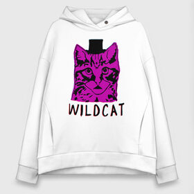 Женское худи Oversize хлопок с принтом wildcat в Кировске, френч-терри — 70% хлопок, 30% полиэстер. Мягкий теплый начес внутри —100% хлопок | боковые карманы, эластичные манжеты и нижняя кромка, капюшон на магнитной кнопке | cat | gta | gtaonline | wildcat | кот