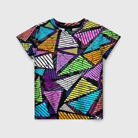 Детская футболка 3D с принтом Fashion triangle в Кировске, 100% гипоаллергенный полиэфир | прямой крой, круглый вырез горловины, длина до линии бедер, чуть спущенное плечо, ткань немного тянется | 