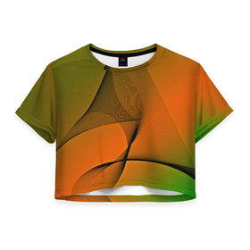 Женская футболка 3D укороченная с принтом Волнистые линии в Кировске, 100% полиэстер | круглая горловина, длина футболки до линии талии, рукава с отворотами | 