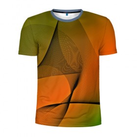 Мужская футболка 3D спортивная с принтом Волнистые линии в Кировске, 100% полиэстер с улучшенными характеристиками | приталенный силуэт, круглая горловина, широкие плечи, сужается к линии бедра | 