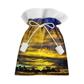 Подарочный 3D мешок с принтом Мальдивы в Кировске, 100% полиэстер | Размер: 29*39 см | Тематика изображения на принте: берег | бунгало | ветки | горизонт | города | закат | корабль | мальдивы | море | отдых | пальмы | песок | пирс | страны | тропики
