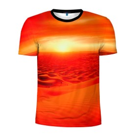 Мужская футболка 3D спортивная с принтом Пустыня в Кировске, 100% полиэстер с улучшенными характеристиками | приталенный силуэт, круглая горловина, широкие плечи, сужается к линии бедра | красный | пейзаж | яркий