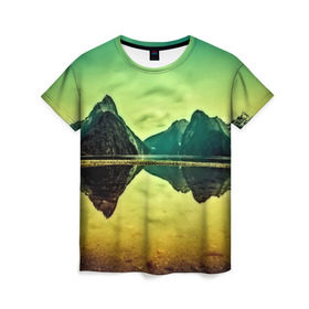 Женская футболка 3D с принтом Новая Зеландия в Кировске, 100% полиэфир ( синтетическое хлопкоподобное полотно) | прямой крой, круглый вырез горловины, длина до линии бедер | humboldt | горы | деревья | долина | зелень | лес | небо | новая зеландия | облака | панорама | река | солнечно