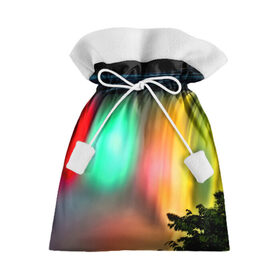 Подарочный 3D мешок с принтом Цветной водопад в Кировске, 100% полиэстер | Размер: 29*39 см | Тематика изображения на принте: niagara | ниагара | подсветка | яркий