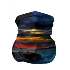 Бандана-труба 3D с принтом Скалистый берег в Кировске, 100% полиэстер, ткань с особыми свойствами — Activecool | плотность 150‒180 г/м2; хорошо тянется, но сохраняет форму | Тематика изображения на принте: закат | море | небо | пейзаж | пестрый