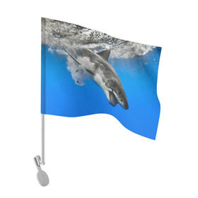 Флаг для автомобиля с принтом Акула в Кировске, 100% полиэстер | Размер: 30*21 см | shark | море | синий | челюсти
