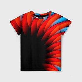 Детская футболка 3D с принтом Абстрактные лепестки в Кировске, 100% гипоаллергенный полиэфир | прямой крой, круглый вырез горловины, длина до линии бедер, чуть спущенное плечо, ткань немного тянется | Тематика изображения на принте: красный | черный | яркий