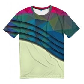 Мужская футболка 3D с принтом Абстрактные линии в Кировске, 100% полиэфир | прямой крой, круглый вырез горловины, длина до линии бедер | абстракция | бумага | геометрия | грани | изгиб | линии | оптические | полигоны | полосы | постель | розовый | сочетания | текстура | треугольники