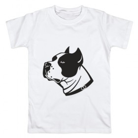 Мужская футболка хлопок с принтом Голова собаки в Кировске, 100% хлопок | прямой крой, круглый вырез горловины, длина до линии бедер, слегка спущенное плечо. | 
