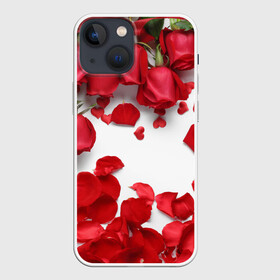 Чехол для iPhone 13 mini с принтом Сильные чуства в Кировске,  |  | желтый | красный | любовь | новинки | подарок | розы | сердце | текстура | тюльпаны | цветы