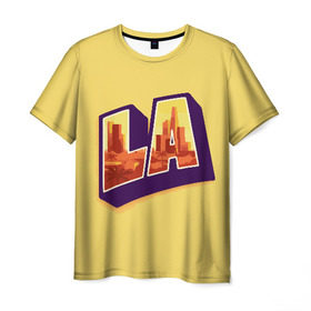 Мужская футболка 3D с принтом Лос-Анджелес в Кировске, 100% полиэфир | прямой крой, круглый вырез горловины, длина до линии бедер | Тематика изображения на принте: california | los angeles | usa | америка | калифорния | лос анджелес | сша