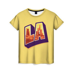 Женская футболка 3D с принтом Лос-Анджелес в Кировске, 100% полиэфир ( синтетическое хлопкоподобное полотно) | прямой крой, круглый вырез горловины, длина до линии бедер | california | los angeles | usa | америка | калифорния | лос анджелес | сша