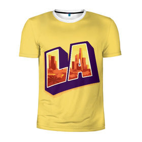 Мужская футболка 3D спортивная с принтом Лос-Анджелес в Кировске, 100% полиэстер с улучшенными характеристиками | приталенный силуэт, круглая горловина, широкие плечи, сужается к линии бедра | california | los angeles | usa | америка | калифорния | лос анджелес | сша