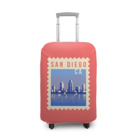 Чехол для чемодана 3D с принтом Сан Диего в Кировске, 86% полиэфир, 14% спандекс | двустороннее нанесение принта, прорези для ручек и колес | california | san diego | америка | калифорния | сан диего | сша