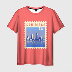 Мужская футболка 3D с принтом Сан Диего в Кировске, 100% полиэфир | прямой крой, круглый вырез горловины, длина до линии бедер | Тематика изображения на принте: california | san diego | америка | калифорния | сан диего | сша