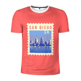 Мужская футболка 3D спортивная с принтом Сан Диего в Кировске, 100% полиэстер с улучшенными характеристиками | приталенный силуэт, круглая горловина, широкие плечи, сужается к линии бедра | california | san diego | америка | калифорния | сан диего | сша