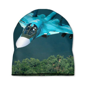 Шапка 3D с принтом Су 34 в Кировске, 100% полиэстер | универсальный размер, печать по всей поверхности изделия | самолет