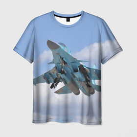 Мужская футболка 3D с принтом Сухой в Кировске, 100% полиэфир | прямой крой, круглый вырез горловины, длина до линии бедер | самолет