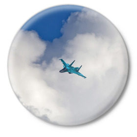 Значок с принтом Сухой в Кировске,  металл | круглая форма, металлическая застежка в виде булавки | самолет
