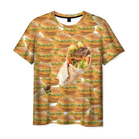 Мужская футболка 3D с принтом Best food ever в Кировске, 100% полиэфир | прямой крой, круглый вырез горловины, длина до линии бедер | burger | fast food | бургер | донер | фастфуд | шава | шаурма