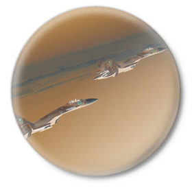 Значок с принтом Ночной рейд в Кировске,  металл | круглая форма, металлическая застежка в виде булавки | самолет
