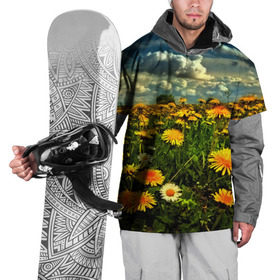 Накидка на куртку 3D с принтом Одуванчики в Кировске, 100% полиэстер |  | пейзаж | поле | цветы