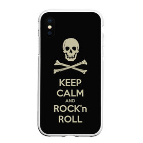 Чехол для iPhone XS Max матовый с принтом Keep Calm and ROCK в Кировске, Силикон | Область печати: задняя сторона чехла, без боковых панелей | Тематика изображения на принте: music | rock | rock and roll | музыка | рок