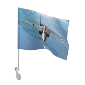Флаг для автомобиля с принтом МиГ-31 в Кировске, 100% полиэстер | Размер: 30*21 см | самолет