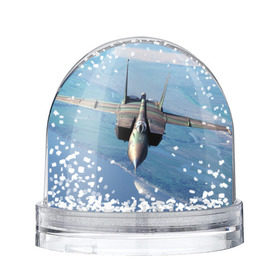 Снежный шар с принтом МиГ-31 в Кировске, Пластик | Изображение внутри шара печатается на глянцевой фотобумаге с двух сторон | самолет
