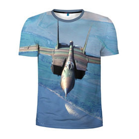 Мужская футболка 3D спортивная с принтом МиГ-31 в Кировске, 100% полиэстер с улучшенными характеристиками | приталенный силуэт, круглая горловина, широкие плечи, сужается к линии бедра | самолет