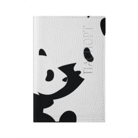 Обложка для паспорта матовая кожа с принтом Силуэт панд в Кировске, натуральная матовая кожа | размер 19,3 х 13,7 см; прозрачные пластиковые крепления | бамбук | животное | медведь