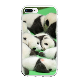 Чехол для iPhone 7Plus/8 Plus матовый с принтом Новорожденные панды в Кировске, Силикон | Область печати: задняя сторона чехла, без боковых панелей | бамбук | животное | медведь