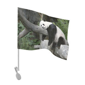 Флаг для автомобиля с принтом Большая уставшая панда в Кировске, 100% полиэстер | Размер: 30*21 см | бамбук | животное | медведь
