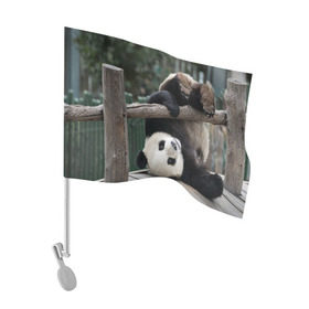 Флаг для автомобиля с принтом Паркур панда в Кировске, 100% полиэстер | Размер: 30*21 см | бамбук | животное | медведь