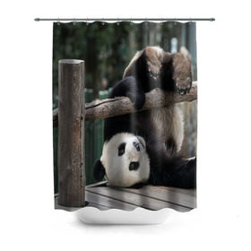 Штора 3D для ванной с принтом Паркур панда в Кировске, 100% полиэстер | плотность материала — 100 г/м2. Стандартный размер — 146 см х 180 см. По верхнему краю — пластиковые люверсы для креплений. В комплекте 10 пластиковых колец | бамбук | животное | медведь