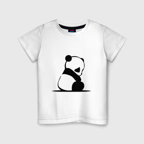 Детская футболка хлопок с принтом Грустный панда в Кировске, 100% хлопок | круглый вырез горловины, полуприлегающий силуэт, длина до линии бедер | Тематика изображения на принте: бамбук | животное | медведь