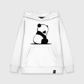 Детская толстовка хлопок с принтом Грустный панда в Кировске, 100% хлопок | Круглый горловой вырез, эластичные манжеты, пояс, капюшен | Тематика изображения на принте: бамбук | животное | медведь