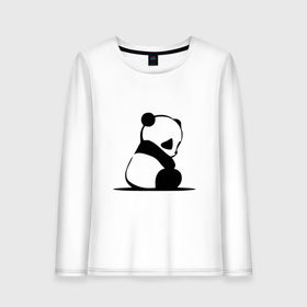 Женский лонгслив хлопок с принтом Грустный панда в Кировске, 100% хлопок |  | бамбук | животное | медведь