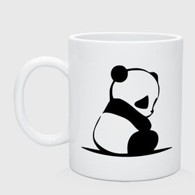 Кружка с принтом Грустный панда в Кировске, керамика | объем — 330 мл, диаметр — 80 мм. Принт наносится на бока кружки, можно сделать два разных изображения | бамбук | животное | медведь