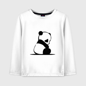 Детский лонгслив хлопок с принтом Грустный панда в Кировске, 100% хлопок | круглый вырез горловины, полуприлегающий силуэт, длина до линии бедер | Тематика изображения на принте: бамбук | животное | медведь