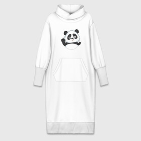 Платье удлиненное хлопок с принтом Привет, я панда в Кировске,  |  | бамбук | животное | медведь
