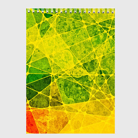 Скетчбук с принтом Particles в Кировске, 100% бумага
 | 48 листов, плотность листов — 100 г/м2, плотность картонной обложки — 250 г/м2. Листы скреплены сверху удобной пружинной спиралью | желтый | зеленый | потертый | треугольники | яркий